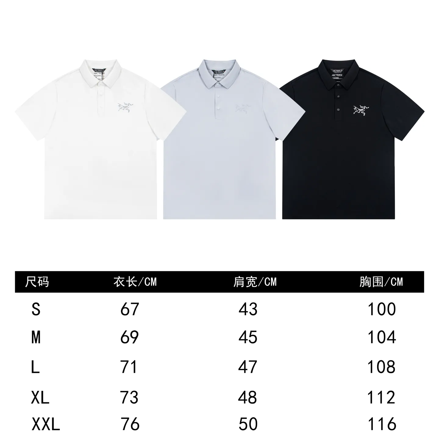 ARC'TERYX polo Same Style Breathable Same Style ：Black White Light Gray Sizes：S-XXL